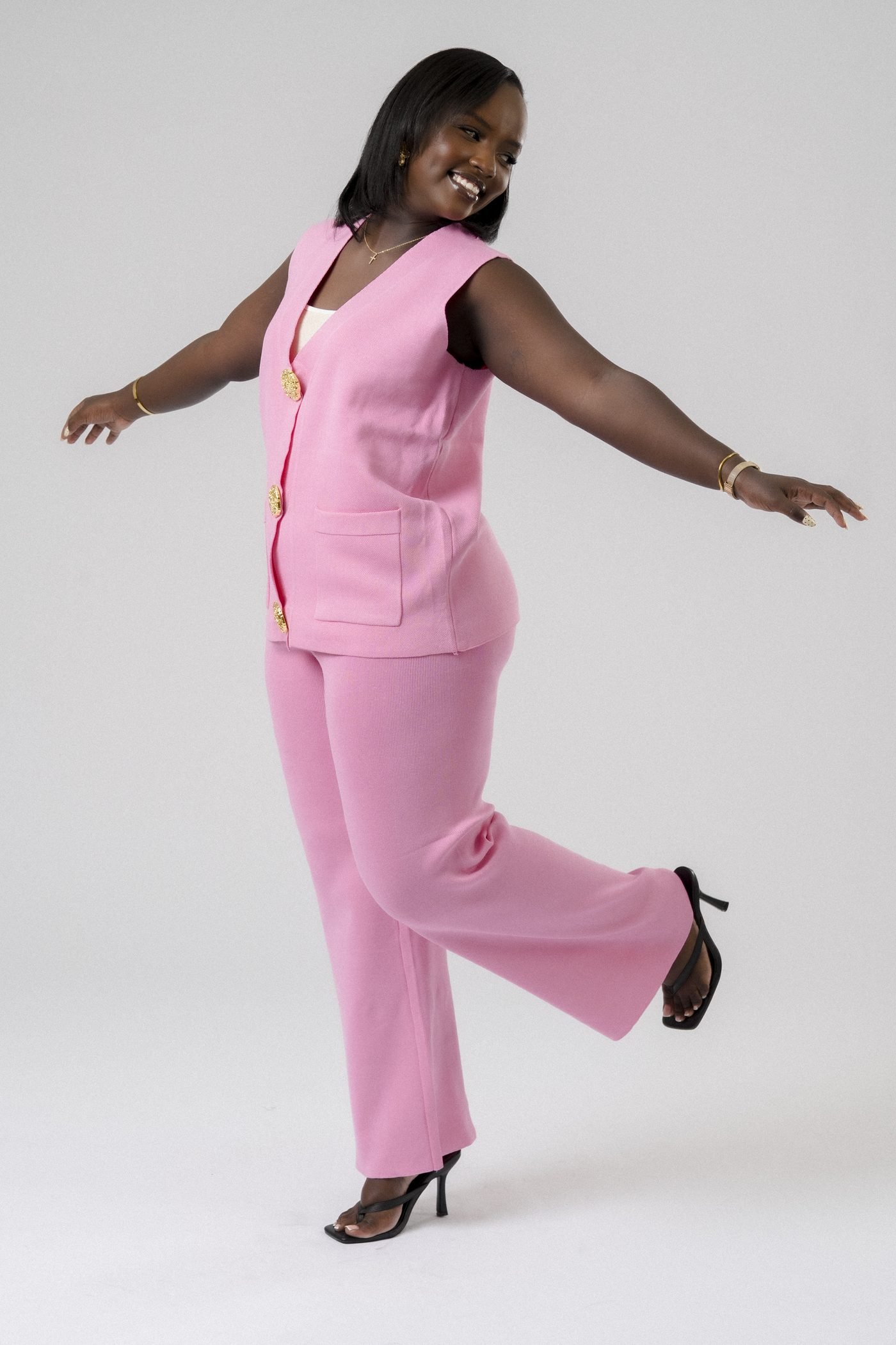 Classic Vest Set in Pink