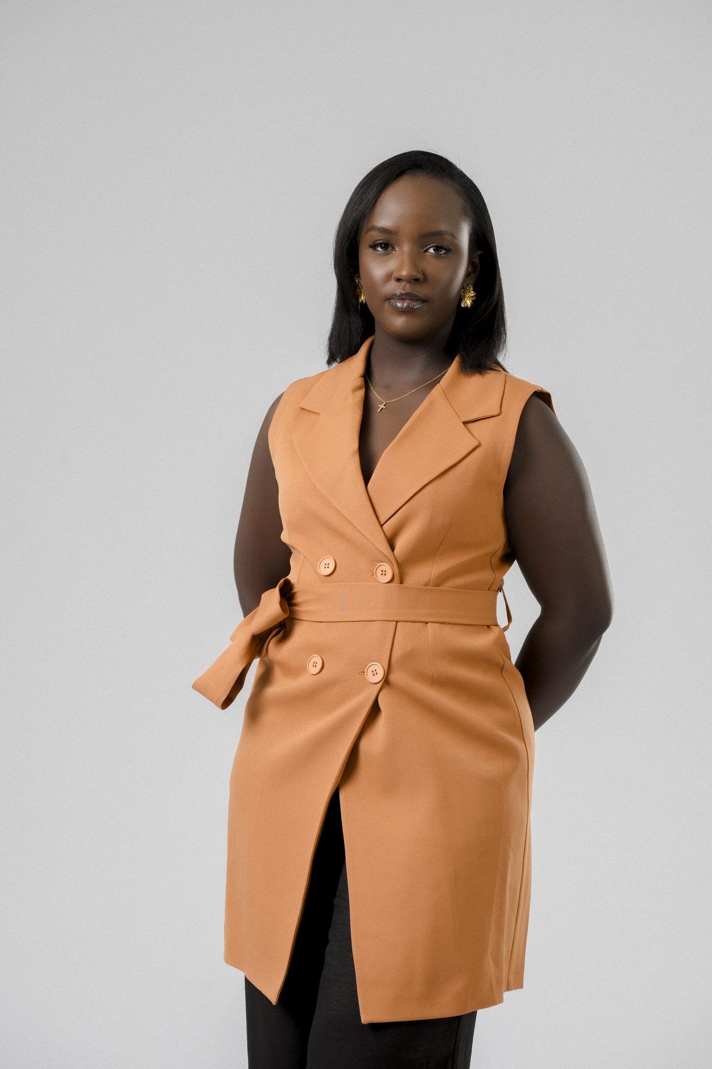 Harmony Wrap Vest Set in Tan