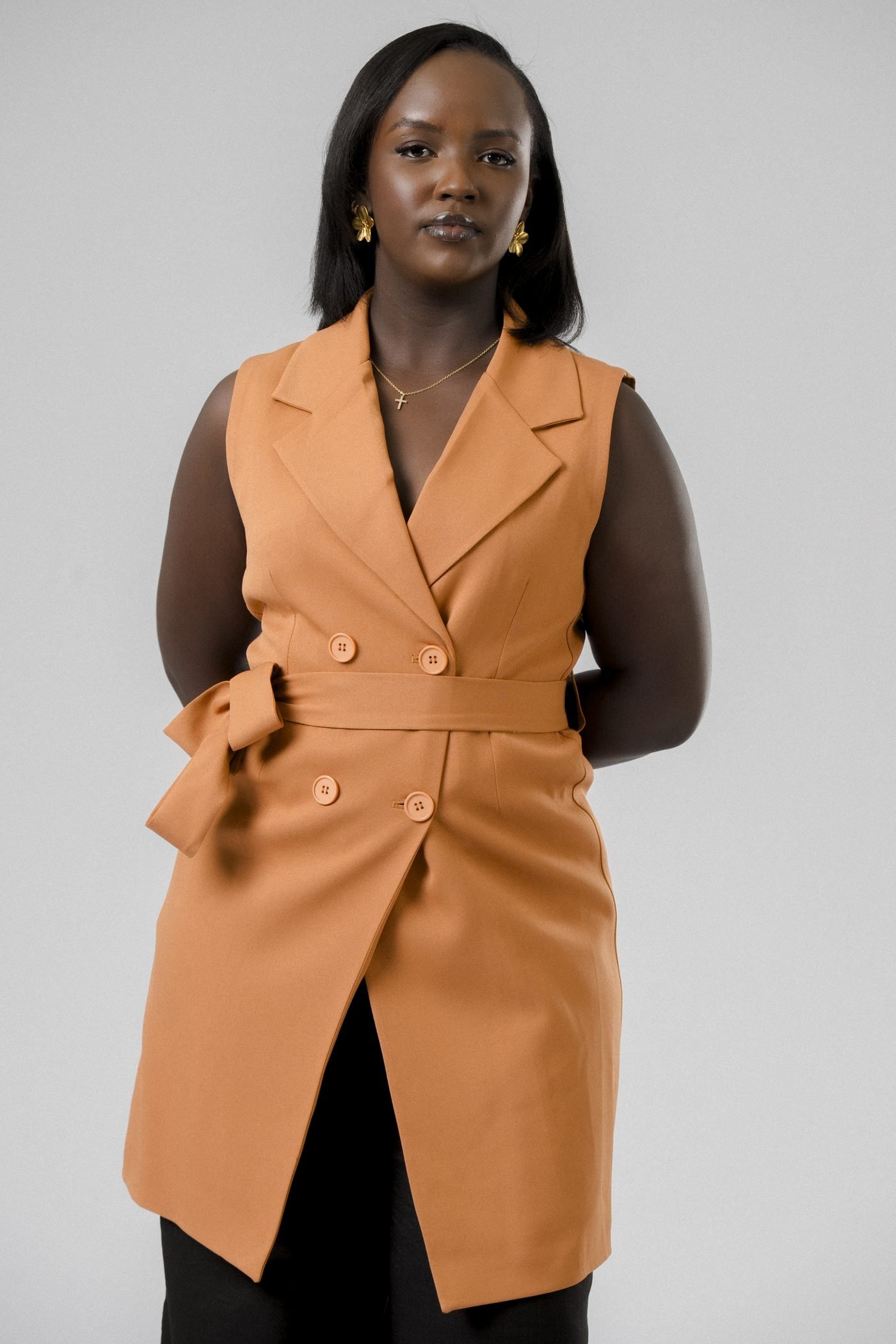 Harmony Wrap Vest Set in Tan