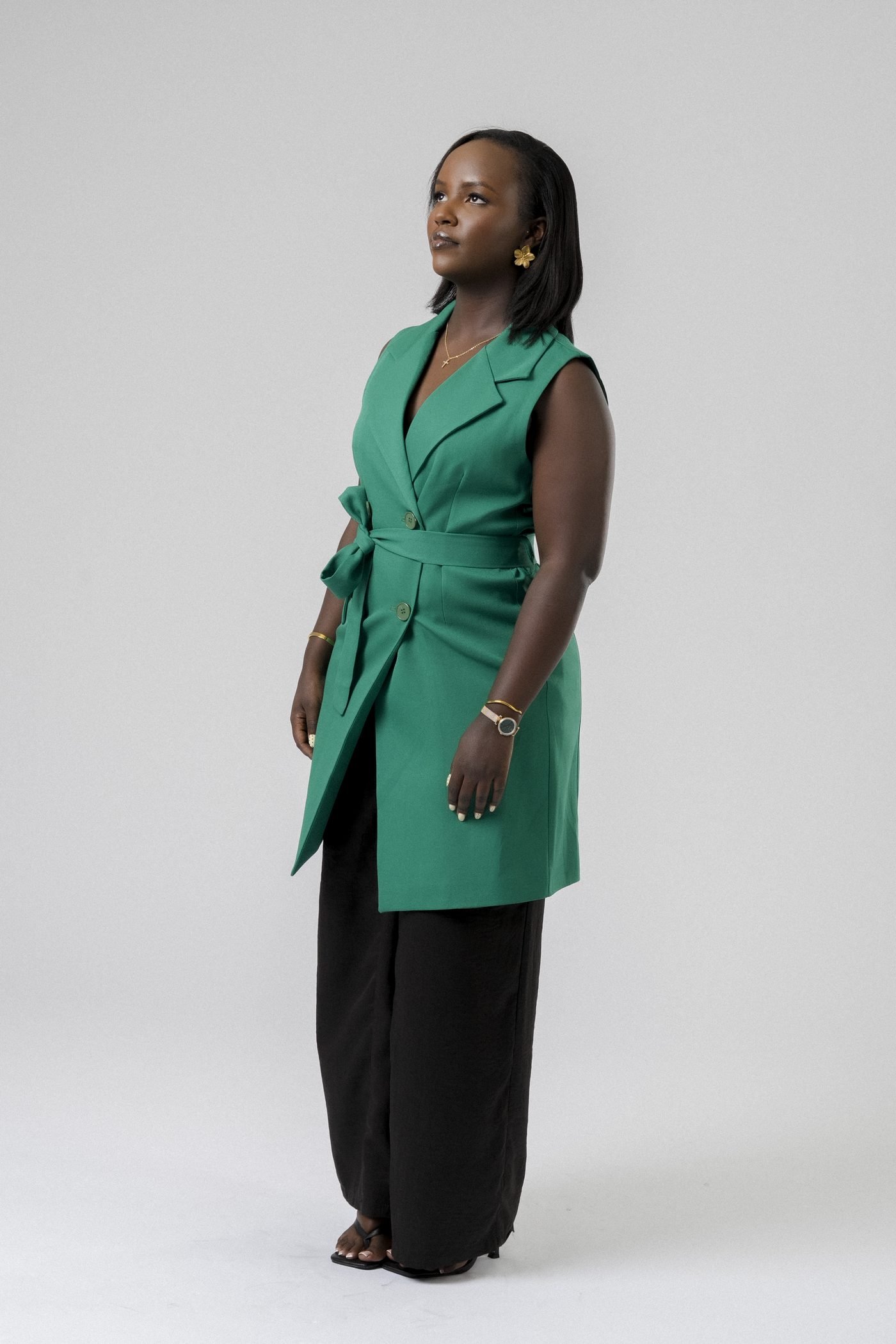 Harmony Wrap Vest Set in Green