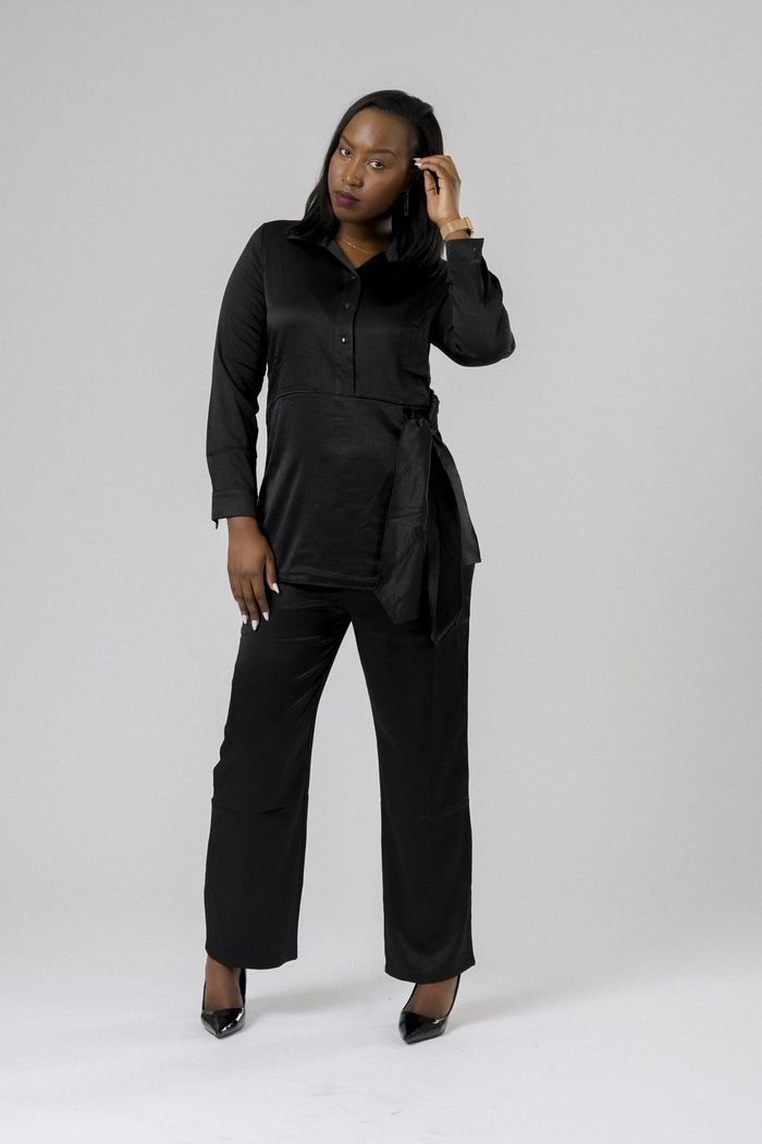 Noir Wrap Top Set